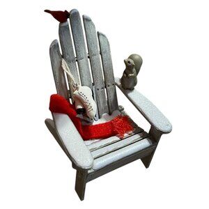 Hallmark Ornament A Winter Perch NEW 2006 Garden Chair Squirrel‎ Cardinal Skates